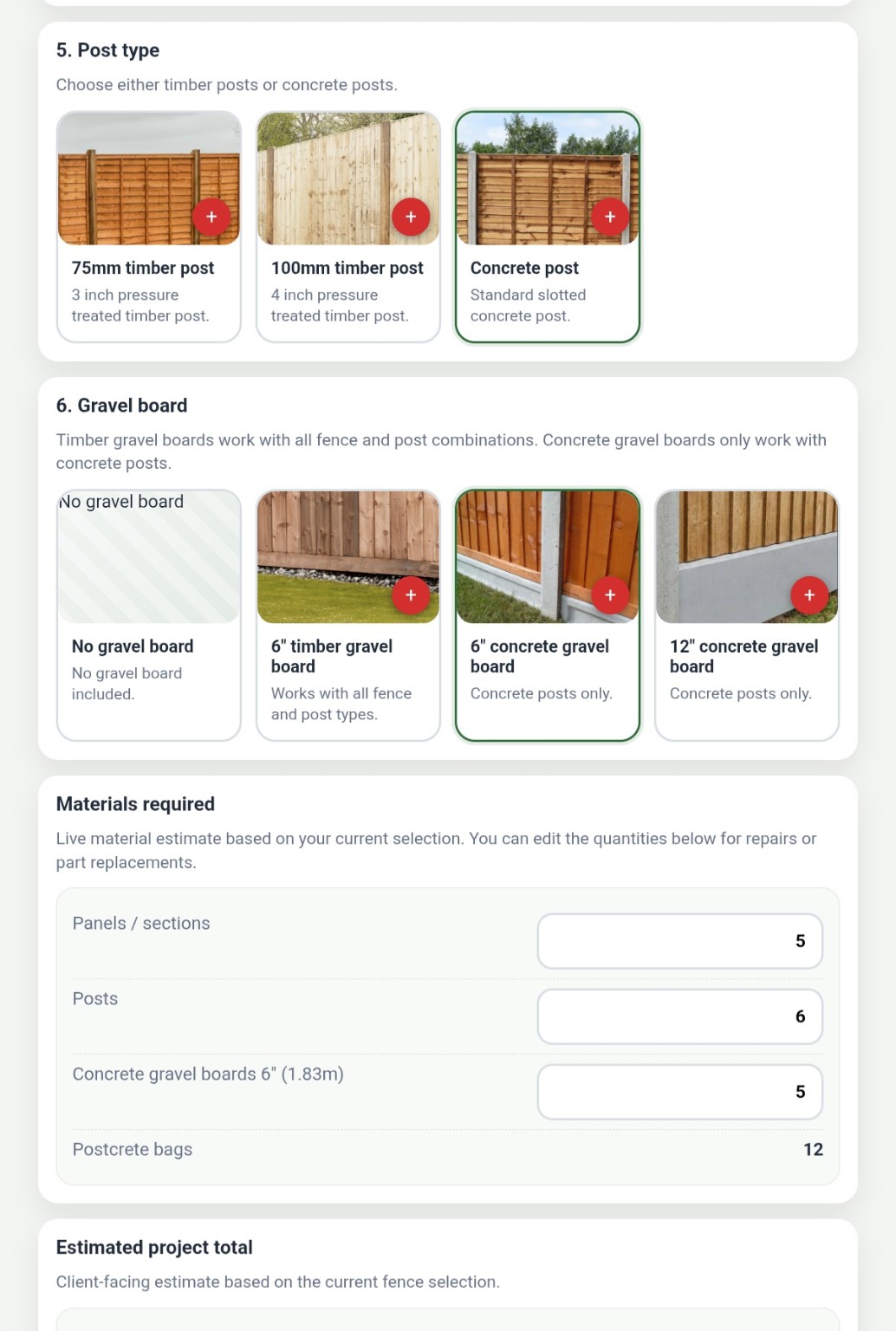 Fence post and gravel board selection
