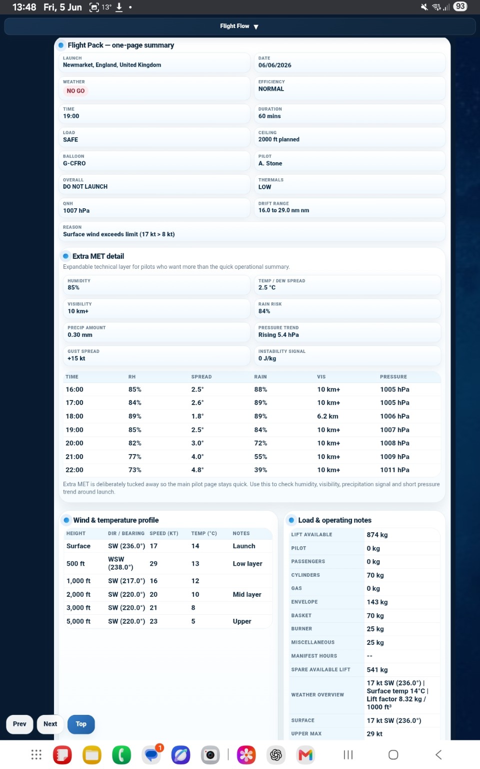 FlightFlow flight pack summary