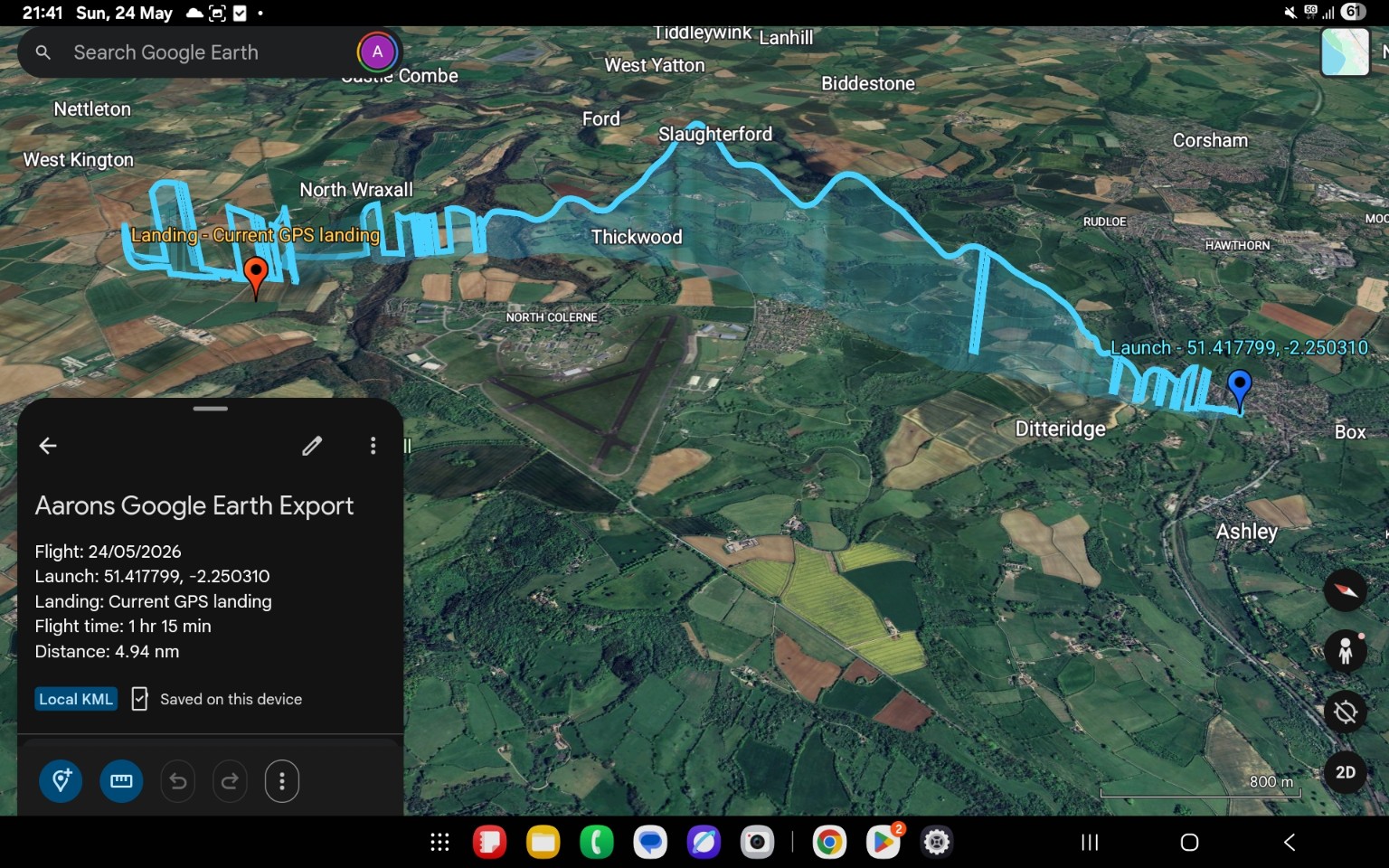 FlightFlow Google Earth export