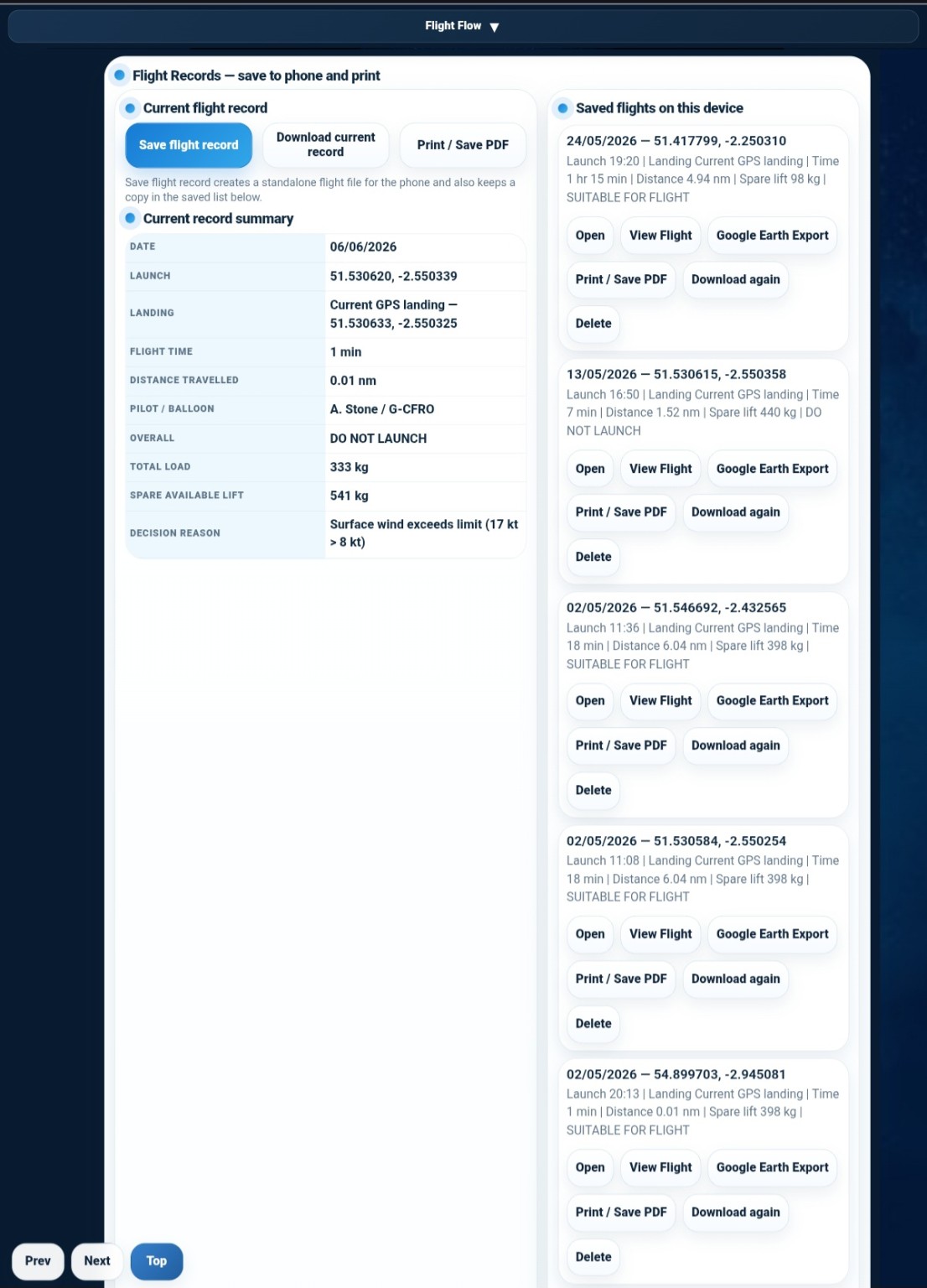 FlightFlow landing card