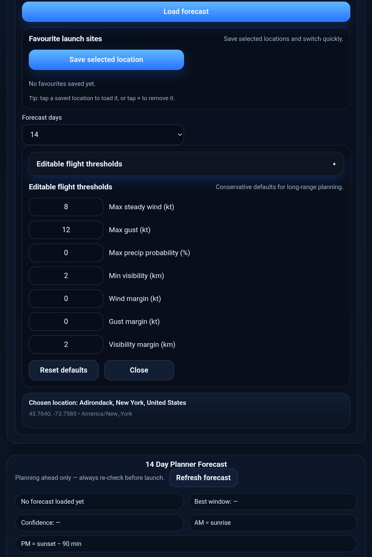 Flyability editable threshold settings
