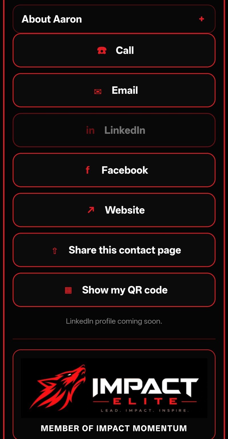 Momentum Contact member page with contact and social actions