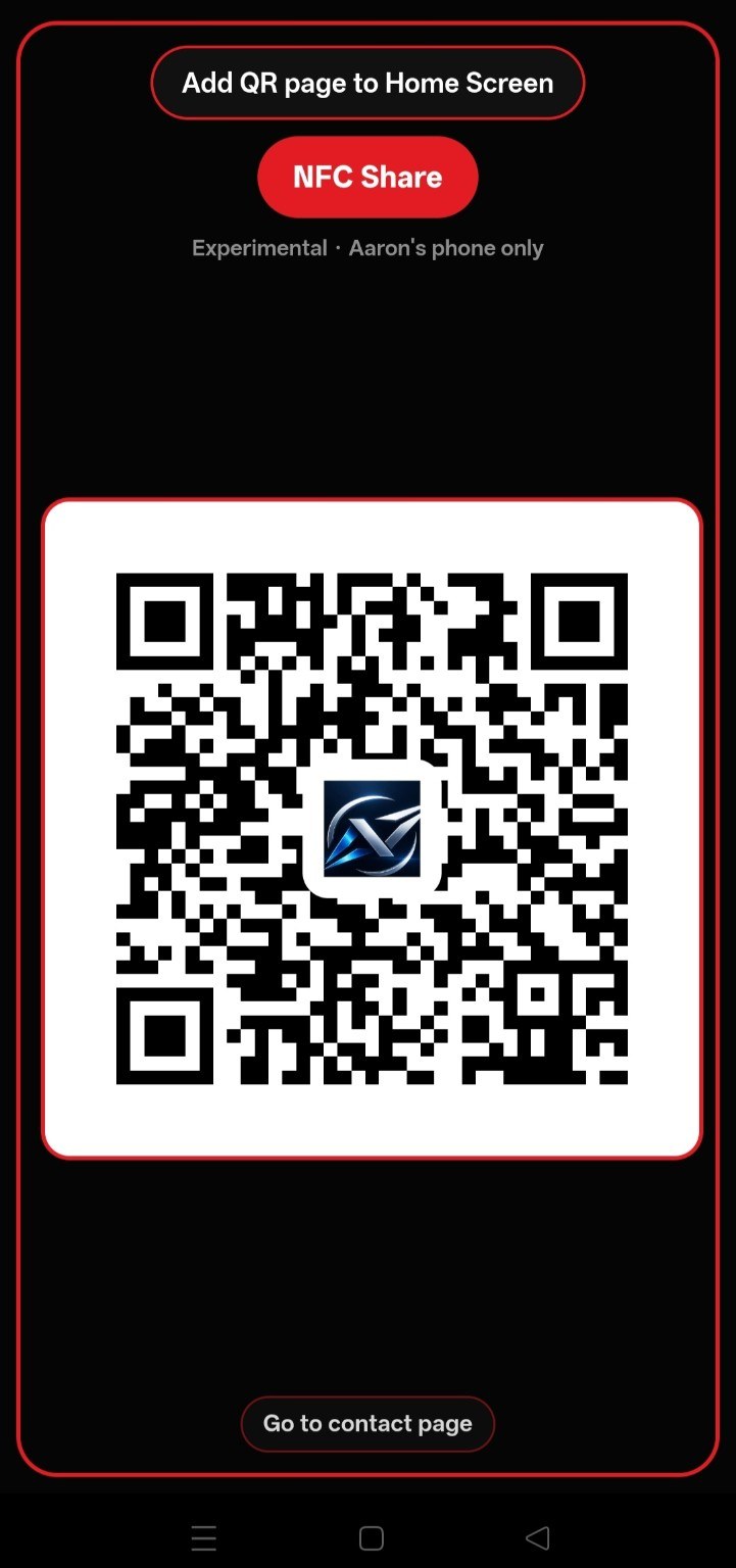 Momentum Contact QR and NFC sharing screen