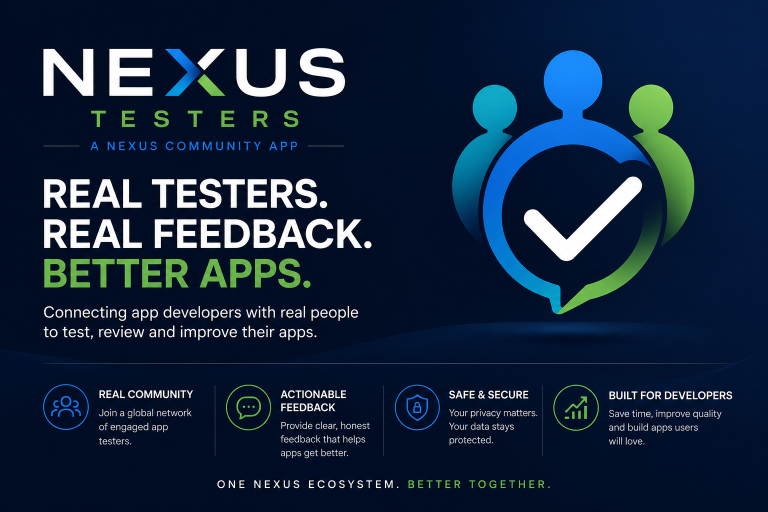 Nexus Testers developer-focused promotional hero advert